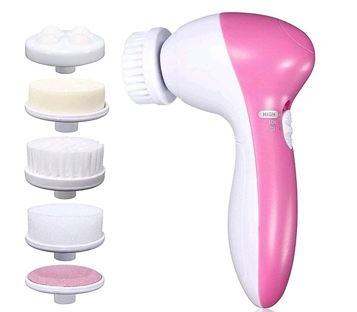 5 in 1 Portable Electric Facial Cleaner Battery Powered Multifunction Massager,
